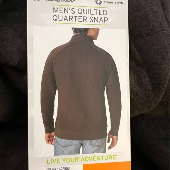 NEW Eddie Bauer Men's Quilted Quarter Snap in Brown Size XXL - Picture 5 of 6